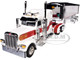 Peterbilt 389 with 48 Mid Roof Sleeper and MAC Coal End Dump Trailer White with Red and Gold Stripes 1/64 Diecast Model DCP/First Gear 60-1936
