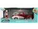 1956 Ford F 100 Pickup Truck Red Metallic with Silver Accents and Jada Gas Pump Just Trucks Series 1/24 Diecast Model Car Jada 35053