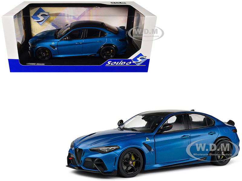 2022 Alfa Romeo Giulia GTA Anodized Blue Metallic with Carbon Top 1/18 Diecast Model Car Solido S1806906