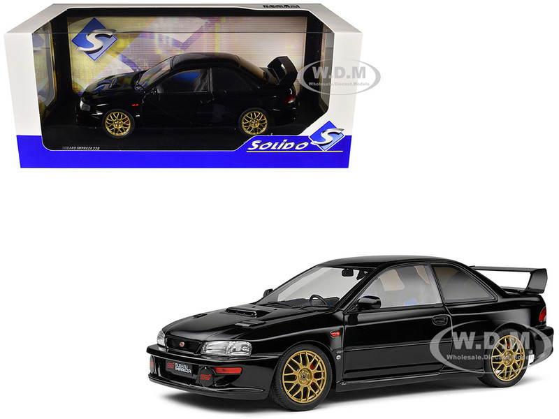 1998 Subaru Impreza 22B RHD Right Hand Drive Black with Gold Wheels 1/18 Diecast Model Car Solido S1807406
