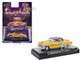 1954 Chevrolet Bel Air Lowriders Yellow Metallic with Stripes and Silver Stripes Top and White Interior Limited Edition to 3300 pieces Worldwide 1/64 Diecast Model Car M2 Machines 31500-MJS78