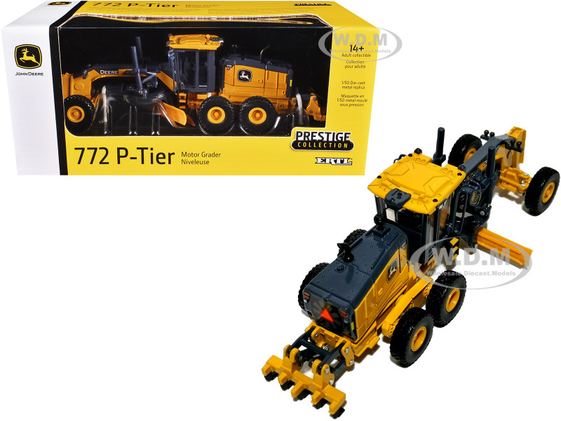 John Deere 772 P-Tier Motor Grader Yellow Gray Prestige Collection 1/50 Diecast Model ERTL TOMY 45845