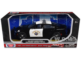 2023 Dodge Charger Pursuit Police Car California Highway Patrol Black White Law Enforcement and Public Service Series 1/24 Diecast Model Car Motormax 76807