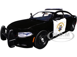 2023 Dodge Charger Pursuit Police Car California Highway Patrol Black White Law Enforcement and Public Service Series 1/24 Diecast Model Car Motormax 76807