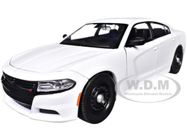 2023 Dodge Charger Pursuit Police Car White Custom Builder's Kit Law Enforcement Public Service Series 1/24 Diecast Model Car Motormax 76810W