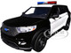 2022 Ford Police Interceptor Utility Black and White Builder s Kit with Flashing Light Bar and Front and Rear Lights and Sounds 1/24 Diecast Model Car Motormax 79541BW