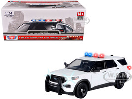 2022 Ford Police Interceptor Utility Plain White Builder s Kit with Flashing Light Bar and Front and Rear Lights and Sounds 1/24 Diecast Model Car Motormax 79541W
