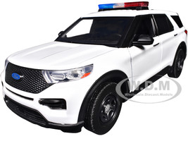 2022 Ford Police Interceptor Utility Plain White Builder s Kit with Flashing Light Bar and Front and Rear Lights and Sounds 1/24 Diecast Model Car Motormax 79541W