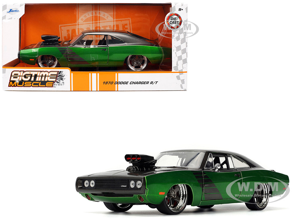 1970 Dodge Charger R/T Dark Gray Metallic and Green Metallic