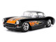 1957 Chevrolet Corvette Black with Flame Graphics and White Interior Bigtime Muscle Series 1/24 Diecast Model Car Jada JA36300