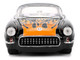 1957 Chevrolet Corvette Black with Flame Graphics and White Interior Bigtime Muscle Series 1/24 Diecast Model Car Jada JA36300