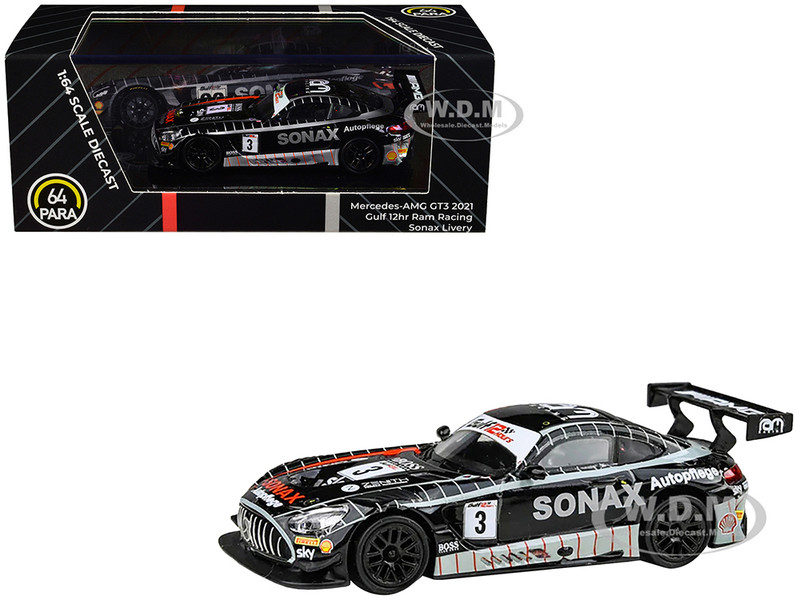 Mercedes AMG GT3 #3 Chris Froggatt Ian Loggie Callum MacLeod Ram Racing 3rd Place Gulf 12 Hours 2021 1/64 Diecast Model Car Paragon Models PA-55360