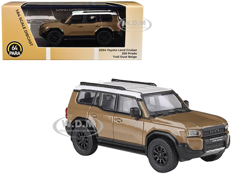 2024 Toyota Land Cruiser 250 Prado Trail Dust Beige with White Top 1/64 Diecast Model Car Paragon Models PA-55745