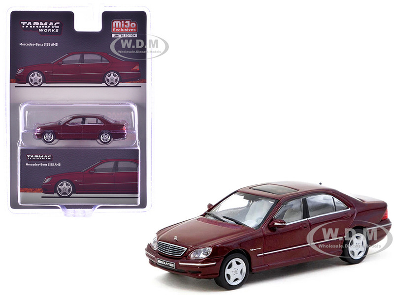 Mercedes Benz S 55 AMG Bordeaux Red Metallic Global64 Series 1/64 Diecast Model Tarmac Works T64G-072-BO