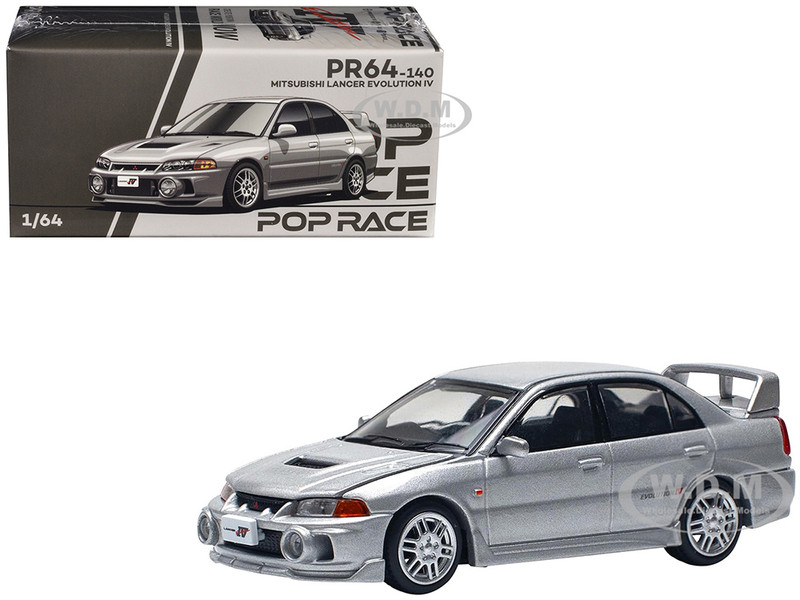 Mitsubishi Lancer Evolution IV RHD Right Hand Drive Steel Silver Metallic 1/64 Diecast Model Car Pop Race PR640140