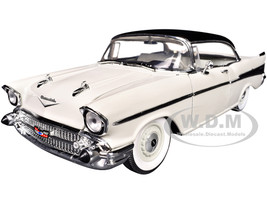 1957 Chevrolet 210 Hardtop White with a Black Top and White and Black Interior Limited Edition to 6650 pieces Worldwide 1/24 Diecast Model Car M2 Machines 40300-132B