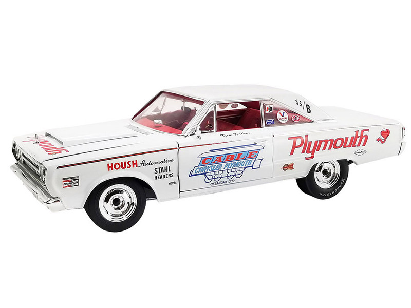 1967 Plymouth Belvedere II Super Stock Don Grotheer White with Graphics and Red Interior Limited Edition to 306 pieces Worldwide 1/18 Diecast Model Car ACME A1806705