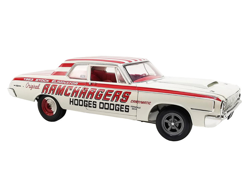 1964 Dodge 330 Ramchargers White with Red Graphics and Stripes Limited Edition to 504 pieces Worldwide 1/18 Diecast Model Car ACME A1806900