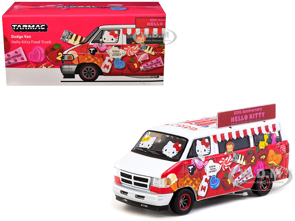 Tarmac Works 1/64 Dodge Van Hello Kitty Food Truck Model Car