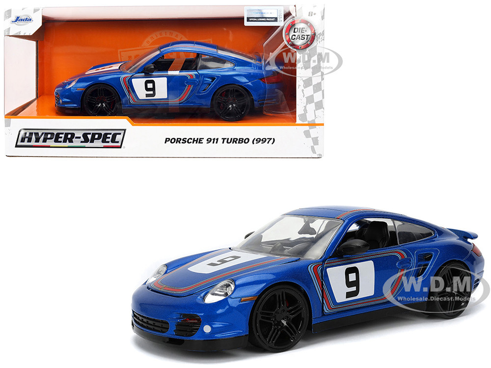 Porsche 911 Turbo (997) #9 Blue Metallic with Stripes 