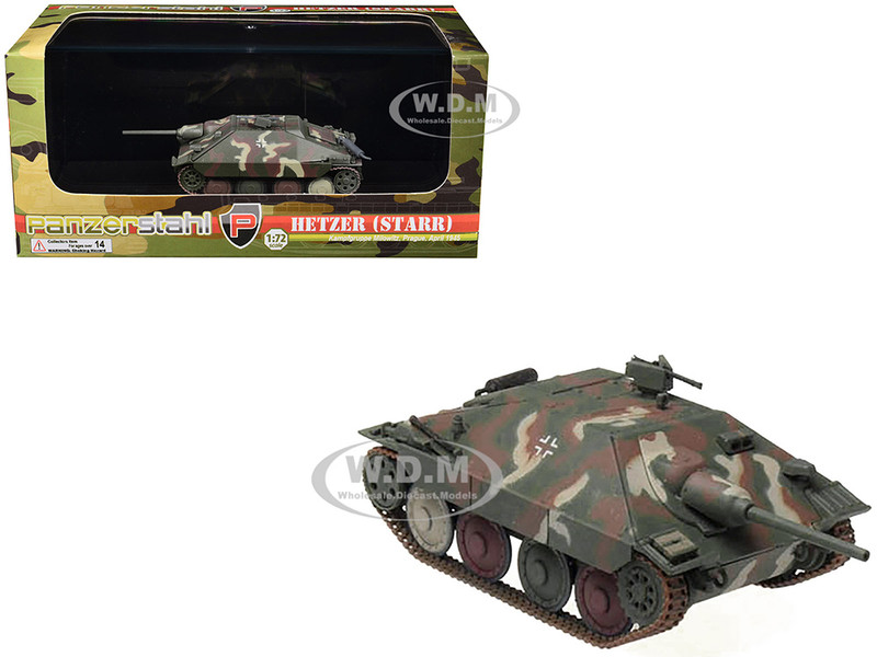 Hetzer Starr Tank Destroyer Kampfgruppe Milowitz Prague 1945 German Army 1/72 Diecast Model Panzerstahl PZS-88032