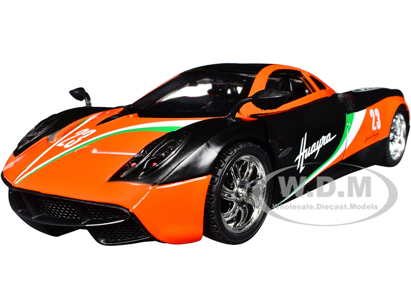 Pagani Huayra #23 Orange and Black with Stripes GT Racing Series 1/24 Diecast Model Car Motormax 73798