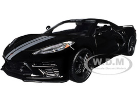 2020 Chevrolet Corvette C8 Stingray Black with Silver Stripes Timeless Legends Series 1/24 Diecast Model Car Motormax 79360bk-s