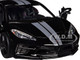 2020 Chevrolet Corvette C8 Stingray Black with Silver Stripes Timeless Legends Series 1/24 Diecast Model Car Motormax 79360bk-s