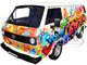 Volkswagen Type 2 T3 Van White Metallic with Graffiti Graphics 1/24 Diecast Model Car Motormax 79599
