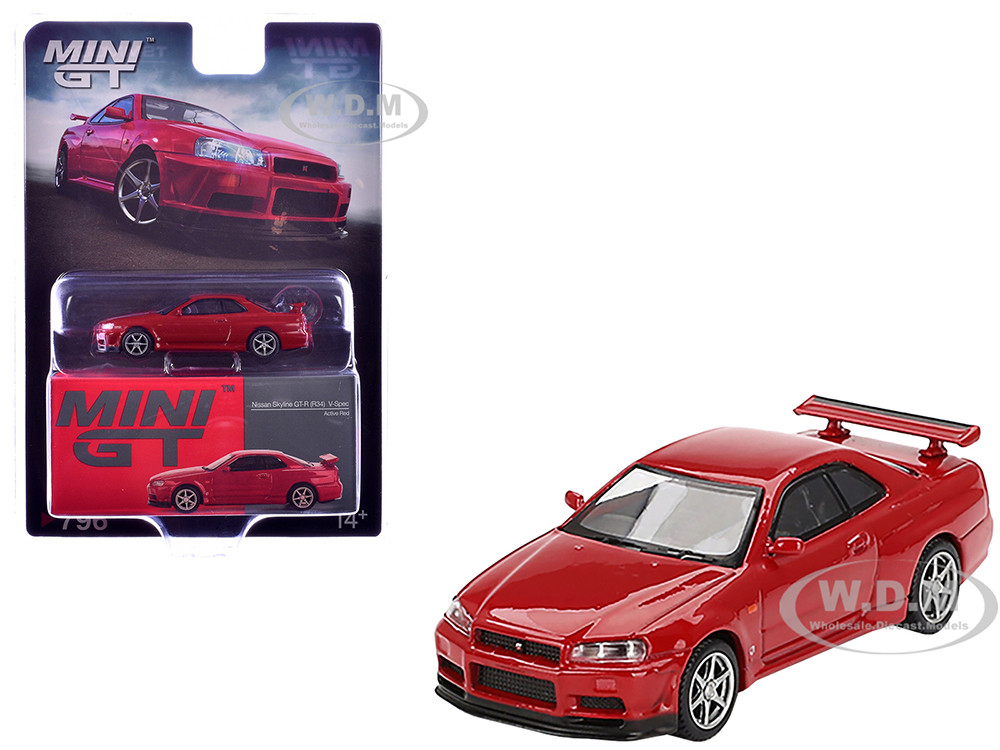 ミニカー MINIGT NissanSkyline GT-R R34 V-Spec II MINI GT 1:64 Nissan Skyline GTR R34 V-Spec II N1 White RHD