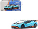 Lamborghini Huracan STO Blue with Black Top and Orange Accents 1/64 Diecast Model Car Pop Race PR640110