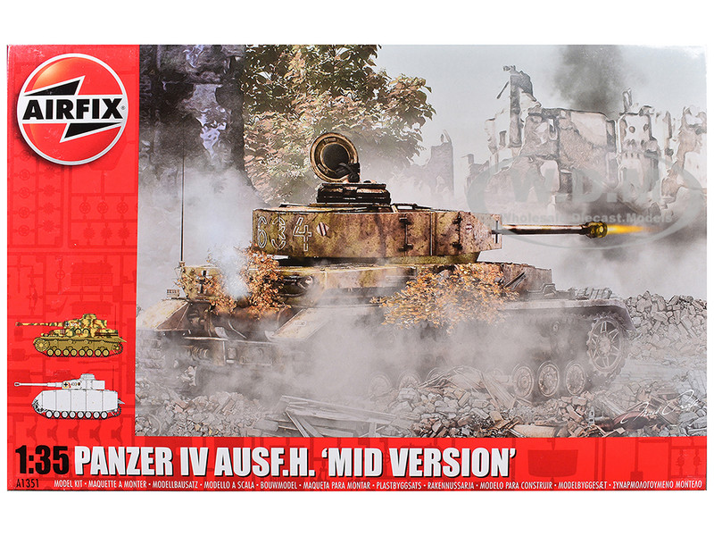 Level 3 Model Kit Panzer IV Ausf H Mid Version Tank with 2 Scheme Options 1/35 Plastic Model Kit Airfix A1351