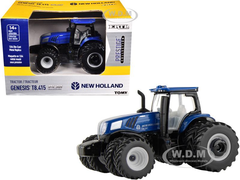New Holland Genesis T8.415 Tractor Dual Wheels Blue Prestige Collection 1/64 Diecast Model ERTL TOMY 13975