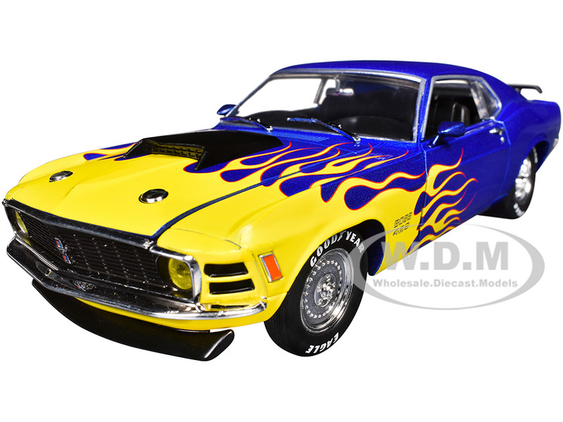 1970 FORD MUSTANG BOSS 429 BLUE W/FLAMES 1/24 DIECAST MODEL BY M2
