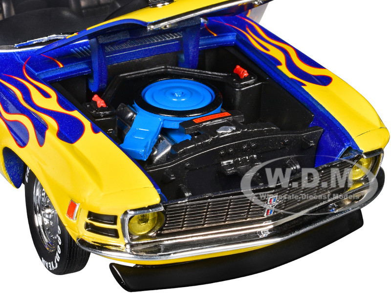 1970 FORD MUSTANG BOSS 429 BLUE W/FLAMES 1/24 DIECAST MODEL BY M2