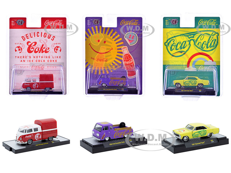 Coca Cola Set of 3 pieces Release 53 Limited Edition to 10000 pieces Worldwide 1/64 Diecast Model Cars M2 Machines 52500-A53