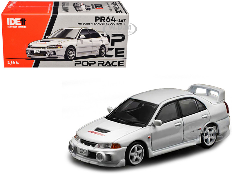 Mitsubishi Lancer Evolution IV RHD Right Hand Drive White Indonesia Diecast Expo 2024 Exclusive 1/64 Diecast Model Car Pop Race PR640167