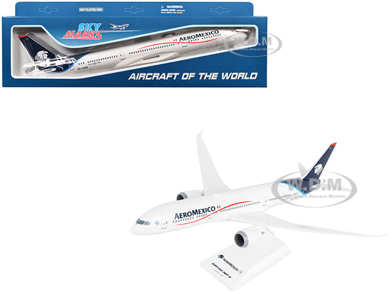 Boeing 787-9 Dreamliner Commercial Aircraft Aeromexico XA-ADG White Blue Tail Snap-Fit 1/200 Plastic Model Skymarks SKR1075