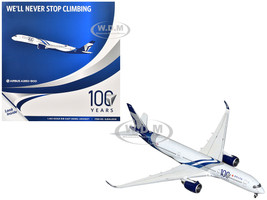 Airbus A350 900 Commercial Aircraft Delta Air Lines 100 Years N527DN White and Blue with Stripes 1/400 Diecast Model Airplane GeminiJets GJ2335