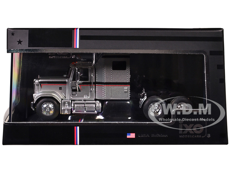 1980 GMC General Truck Tractor Silver Metallic with Black and Red Stripes 1/64 Diecast Model IXO Models U64TR004