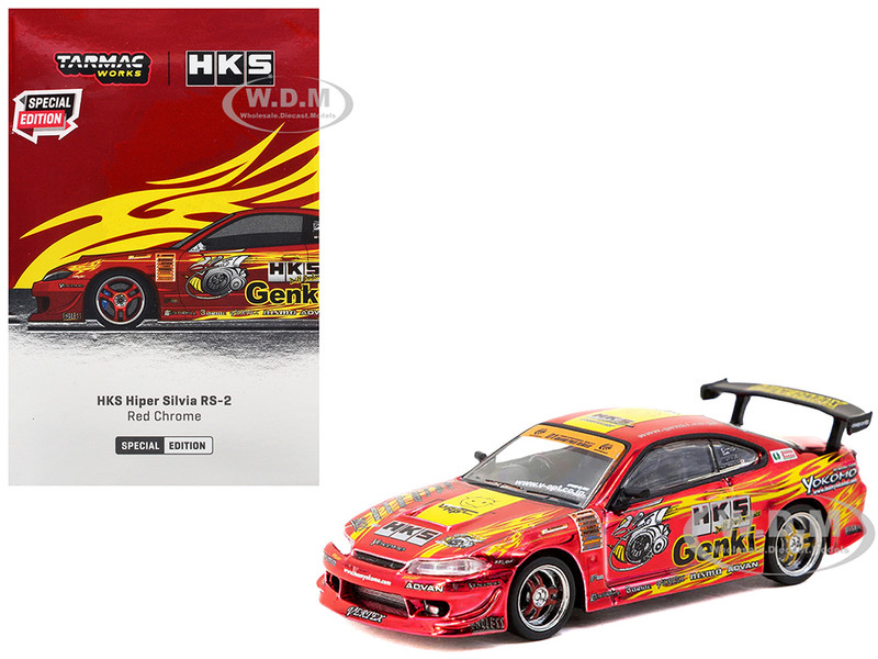 Nissan HKS Hiper Silvia RS 2 RHD Right Hand Drive Tokyo Auto Salon 2025 Special Edition Red Chrome Global64 Series 1/64 Diecast Model Tarmac Works T64G-023-HKSRC