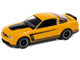 2012 Ford Mustang Boss 302 Yellow Blaze with Black Accents Modern Muscle Series 1/64 Diecast Model Car Auto World 64502-AWSP186A