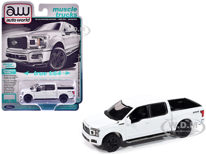 2020 Ford F 150 FX4 Black Appearance Package Pickup Truck Oxford White Muscle Trucks Series 1/64 Diecast Model Car Auto World 64502-AWSP188A