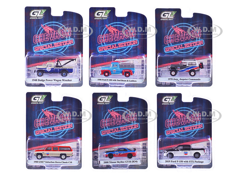 Chevron Special Edition Series 1 Set of 6 pieces 1/64 Diecast Model Cars Greenlight 41175SET