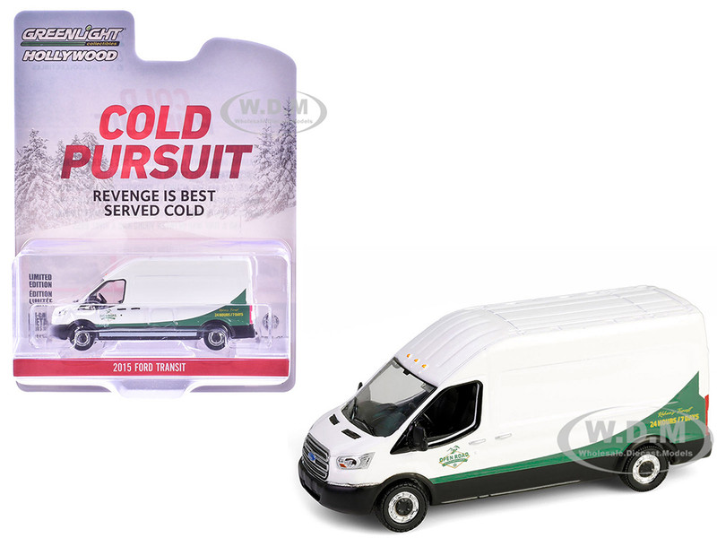 2015 Ford Transit Van White and Green Cold Pursuit 2019 Movie Hollywood Series Release 43 1/64 Diecast Model Car Greenlight 62040F