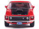 1969 Ford Mustang Mach 1 Calypso Coral Red with Black Hood and Yellow Stripes 1/43 Diecast Model IXO Models IA43003