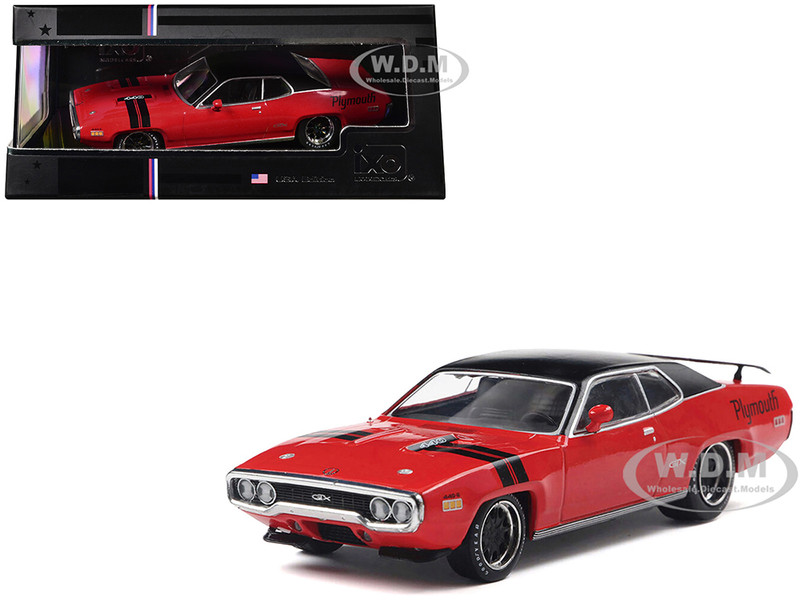 1971 Plymouth GTX Rally Red with Black Top and Stripes 1/43 Diecast Model IXO Models IA43005
