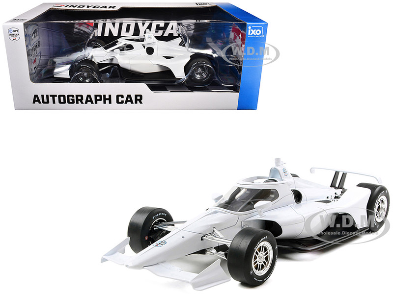 Dallara IndyCar Blank White Autograph Car Super Speedway Configuration NTT IndyCar Series 1/18 Diecast Model Car IXO Models IND18002