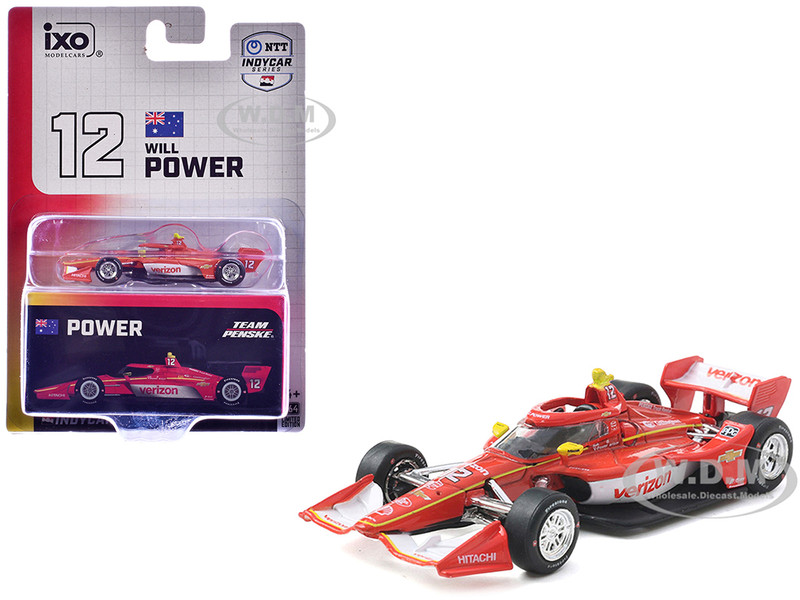 Dallara IndyCar #12 Will Power Verizon Team Penske Road Course Configuration NTT IndyCar Series 2025 1/64 Diecast Model Car IXO Models IND64005