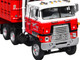 International TranStar COE and 45 Wilson Vintage Livestock Trailer Koppes Truck Line Red and White 1/64 Diecast Model DCP/First Gear 69-2028